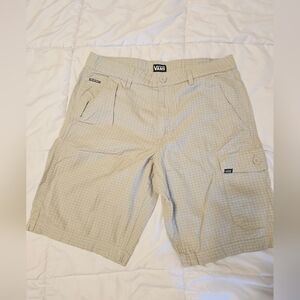 Vans Mens Cargo Off The Wall Shorts 100% Cotton Sz 34 Khaki  Striped Comfy Relax